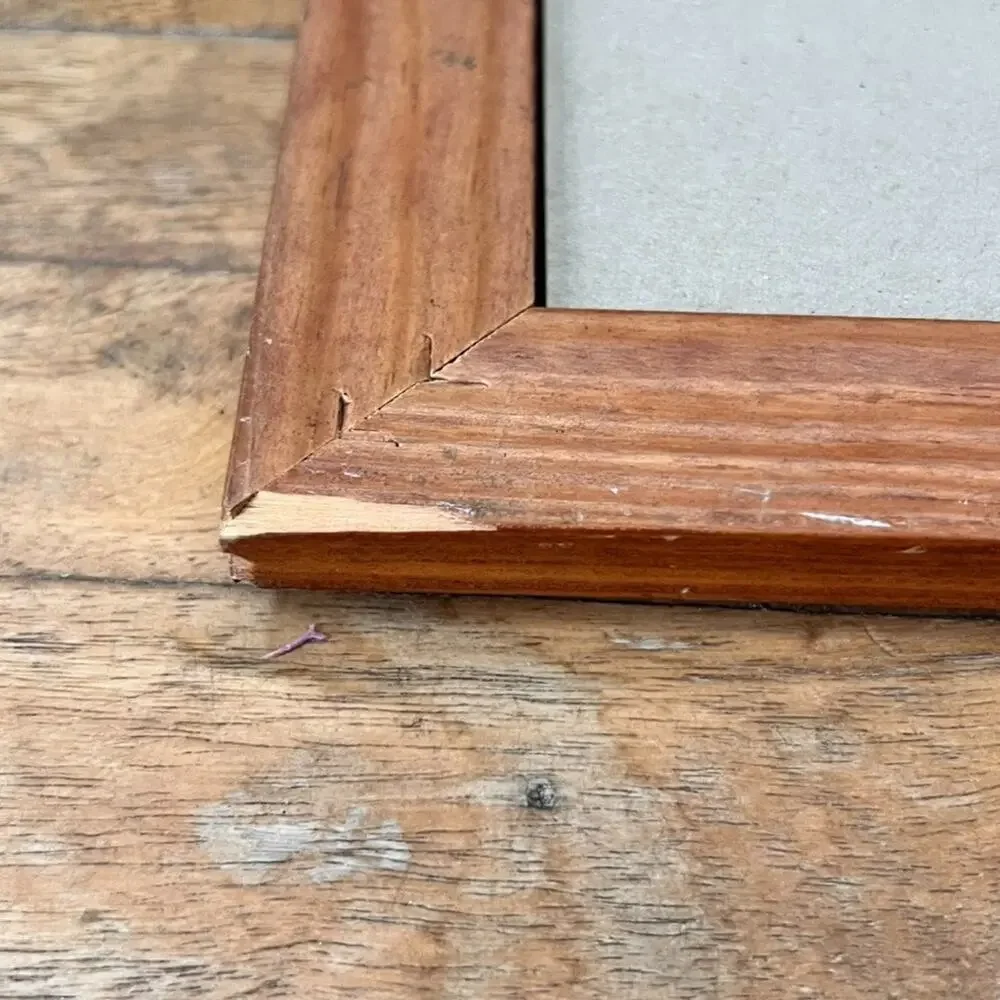 70's Wood Grain Finish Photo Frame Wall Mount Home Decor